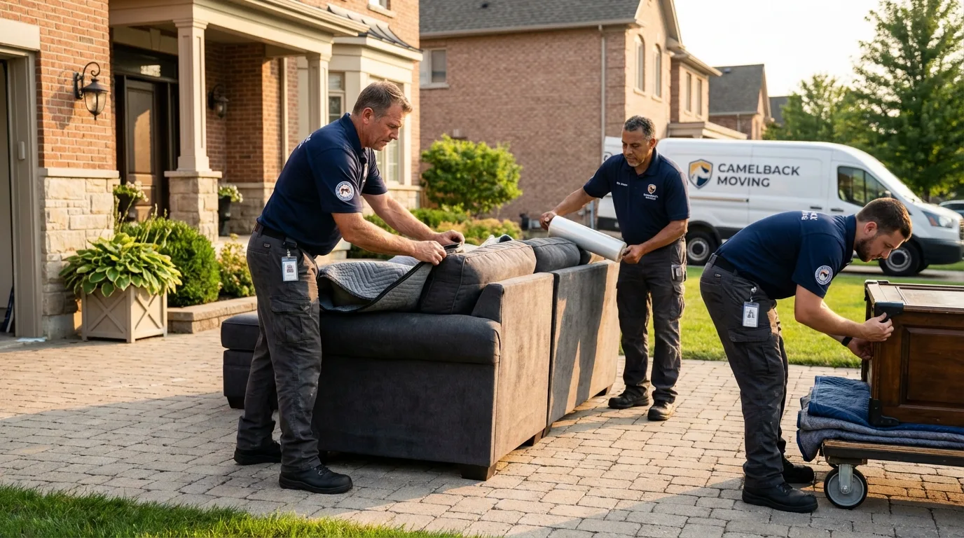 Large estate moving crew wrapping furniture in Gothenburg, NE